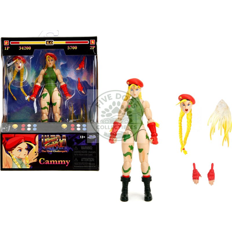 cammy 6" moveable figure with accessories and alternate head and hands "ultra street fighter ii: the final challengers" (2017) video game model by jada