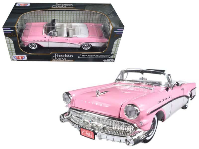 1957 buick roadmaster convertible pink and white 1/18 diecast model car by motormax 1957 buick roadmaster convertible pink and white 1/18 diecast model car by motormax