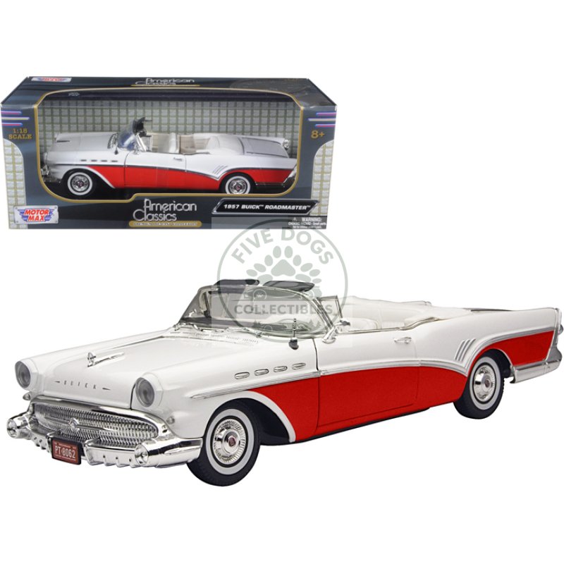 1957 buick roadmaster convertible red 1/18 diecast model car by motormax
