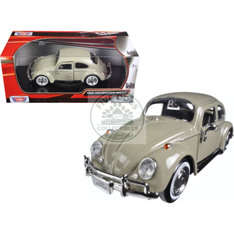 1966 volkswagen beetle beige 1/24 diecast model car by motormax