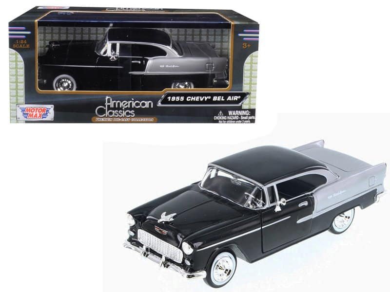 1955 chevrolet bel air black and silver 1/24 diecast model car by motormax 1955 chevrolet bel air black and silver 1/24 diecast model car by motormax