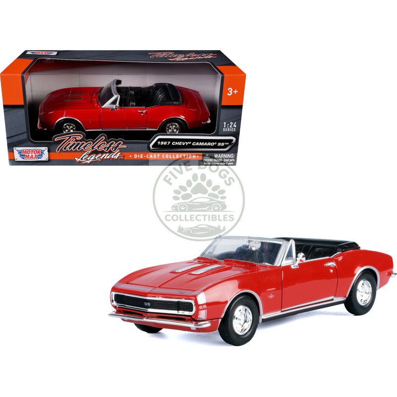 1967 chevrolet camaro ss convertible burgundy 1/24 diecast model car by motormax