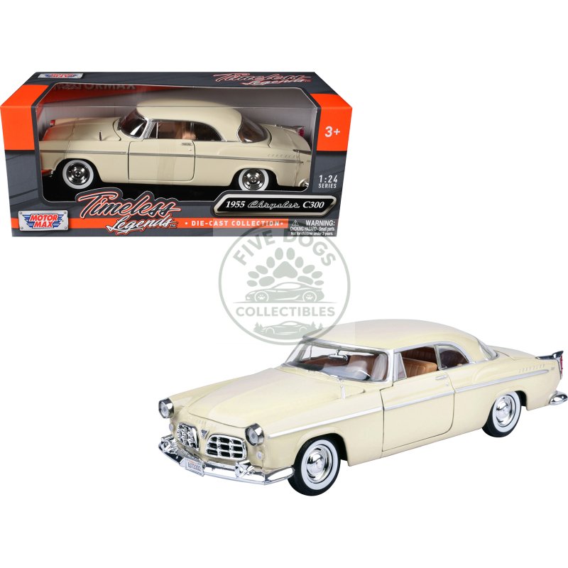 1955 chrysler c300 cream "timeless legends" series 1/24 diecast model car by motormax