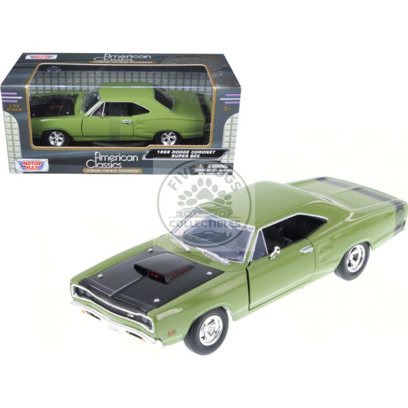1969 dodge coronet super bee green 1/24 diecast model car by motormax