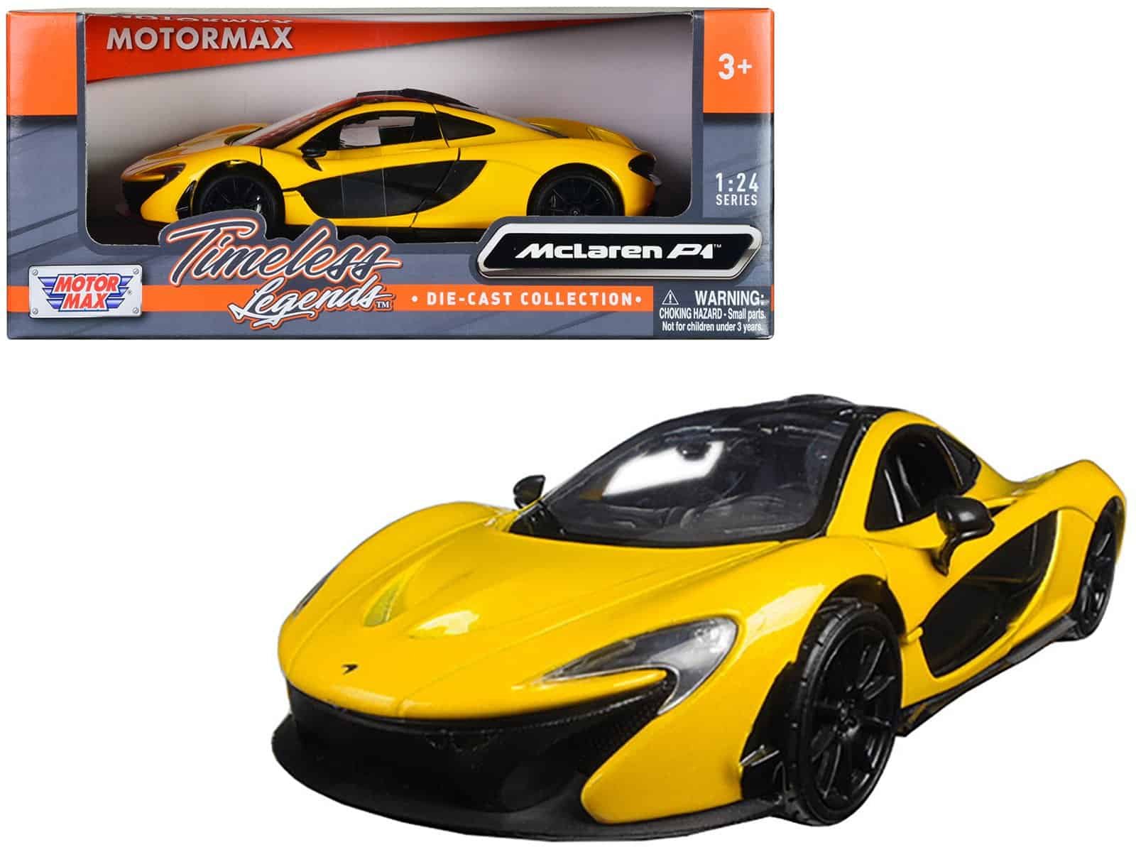 mclaren p1 yellow 1/24 diecast model car by motormax mclaren p1 yellow 1/24 diecast model car by motormax