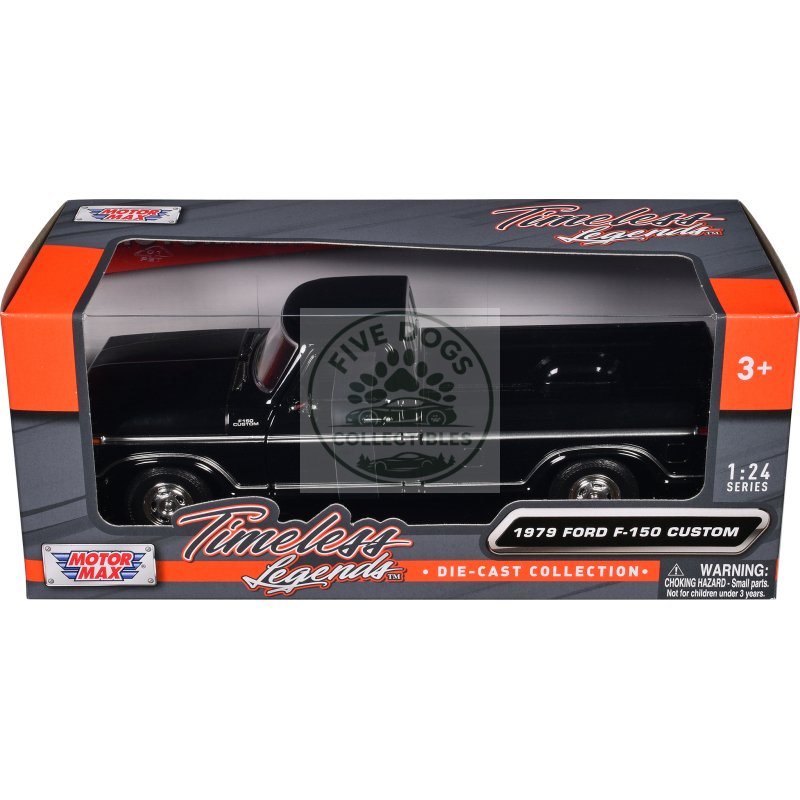 1979 ford f 150 custom pickup truck black "timeless legends" series 1/24 diecast model car by motormax