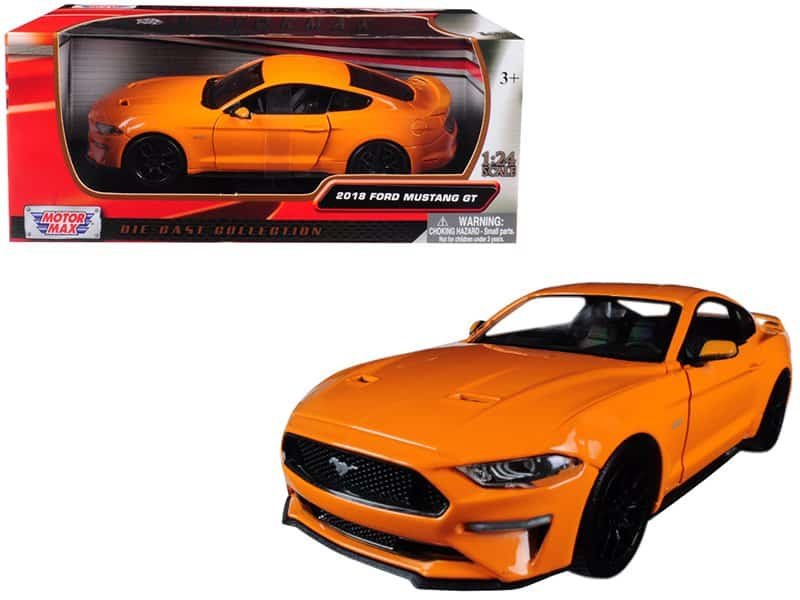 2018 ford mustang gt 5.0 orange with black wheels 1/24 diecast model car by motormax 2018 ford mustang gt 5.0 orange with black wheels 1/24 diecast model car by motormax