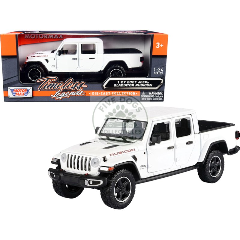 2021 jeep gladiator rubicon (closed top) pickup truck white 1/24 1/27 diecast model car by motormax