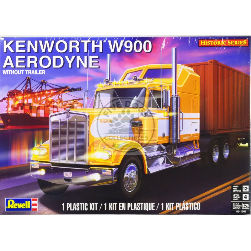 level 4 model kit kenworth w900 aerodyne truck tractor "historic series" 1/25 scale model by revell