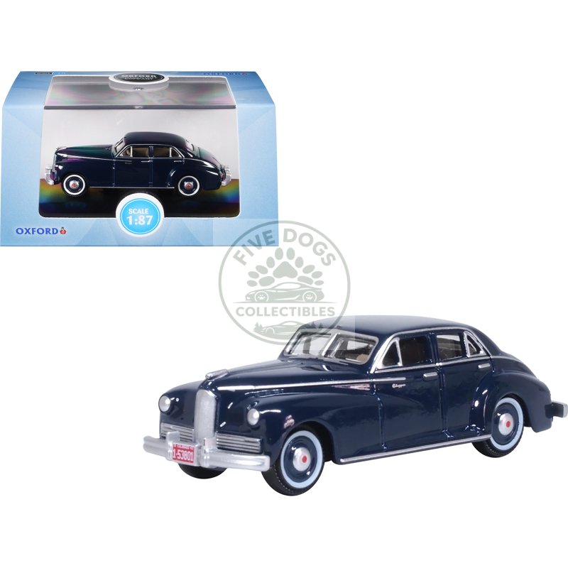 1942 packard clipper touring sedan packard blue 1/87 (ho) scale diecast model car by oxford diecast