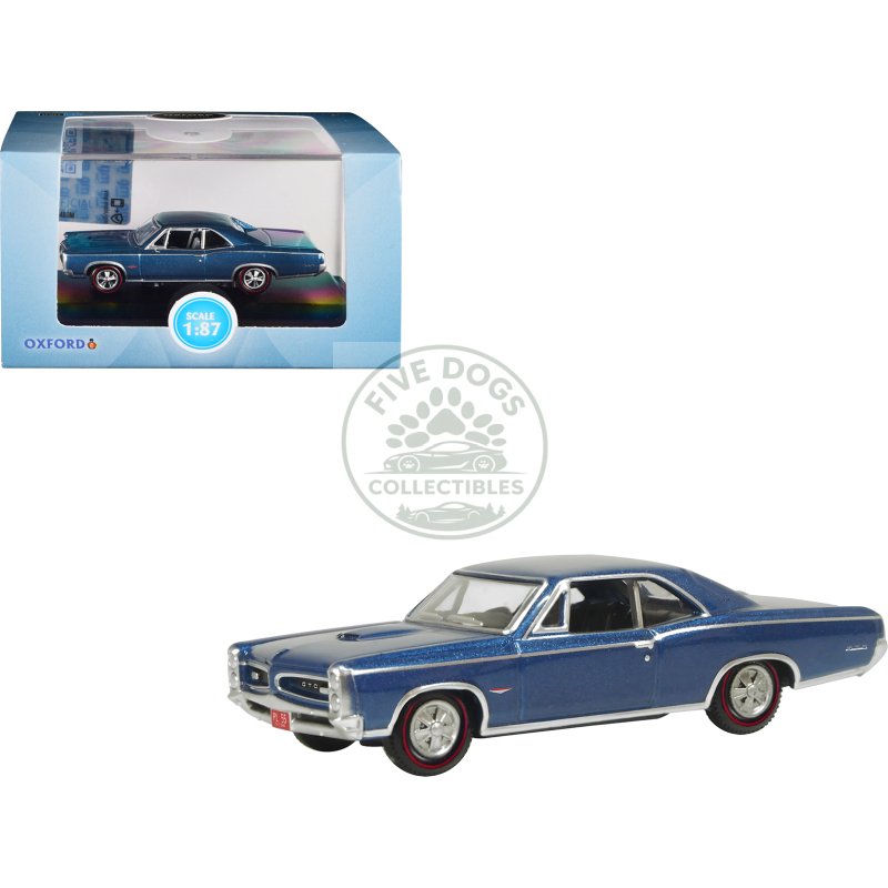 1966 pontiac gto fontaine blue metallic 1/87 (ho) scale diecast model car by oxford diecast