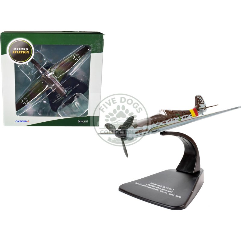 focke wulf ta 152 h 1 fighter plane pilot: oberfelwebel josef keil geschwaderstab jg 301 alteno april (1945) "oxford aviation" series 1/72 diecast model airplane by oxford diecast