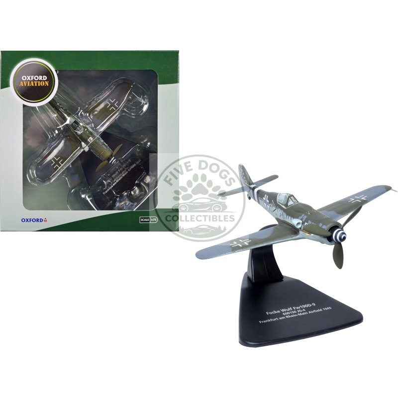 focke wulf fw190d 9 fighter aircraft "600150 jg 4 frankfurt rhine main airfield" (1945) german luftwaffe "oxford aviation" 1/72 diecast model airplane by oxford diecast