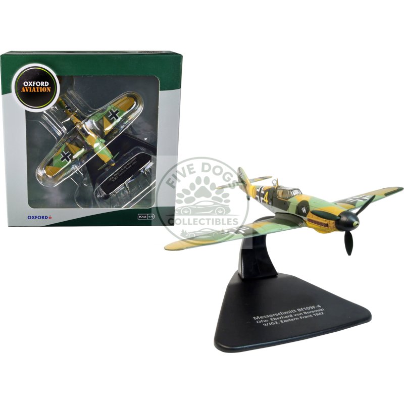 messerschmitt bf 109f 4 fighter plane "ofw. eberhard von boremski 9/jg3 eastern front" (1942) "oxford aviation" series 1/72 diecast model airplane by oxford diecast