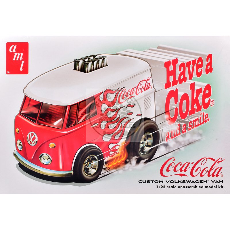 skill 2 model kit volkswagen van show rod "coca cola" 1/25 scale model by amt