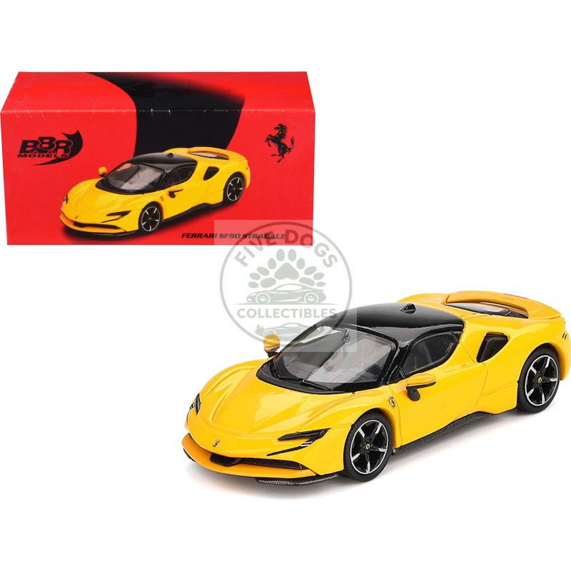 ferrari sf90 giallo modena yellow with black top 1/64 diecast model car by bbr