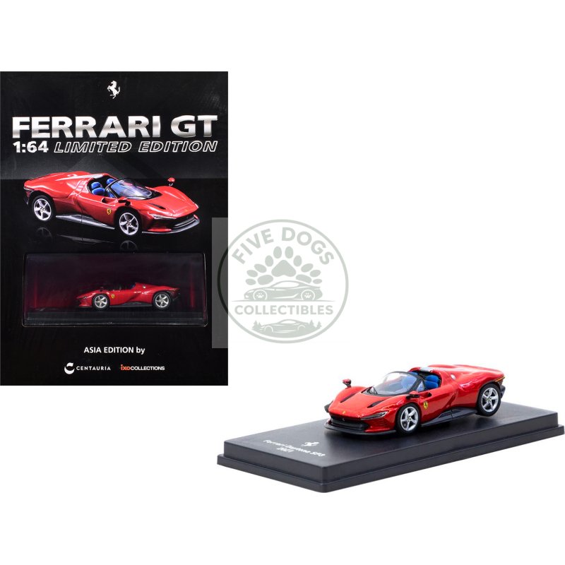 2021 ferrari daytona sp3 red metallic with booklet 1/64 diecast model car by centauria