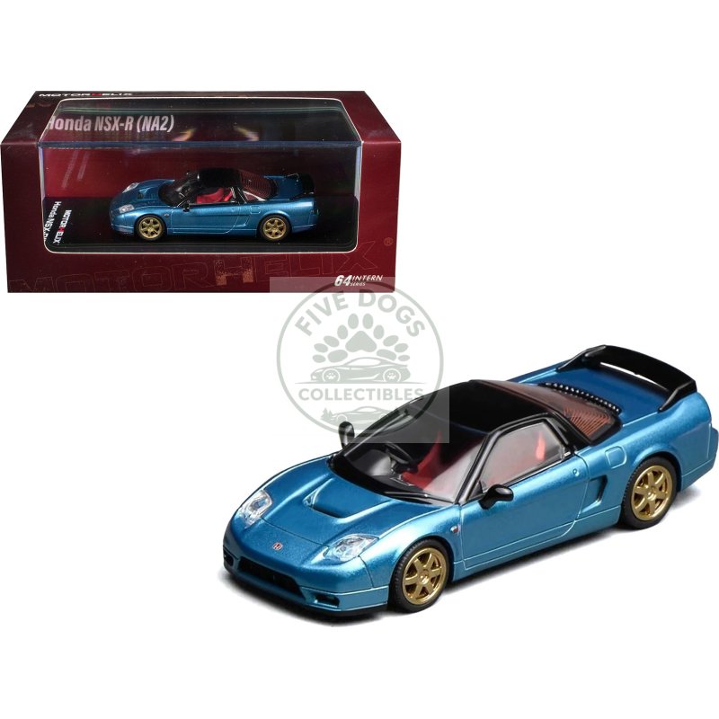 honda nsx r (na2) rhd (right hand drive) ice blue metallic with black top and red interior "intern 64" series 1/64 diecast model car by motorhelix