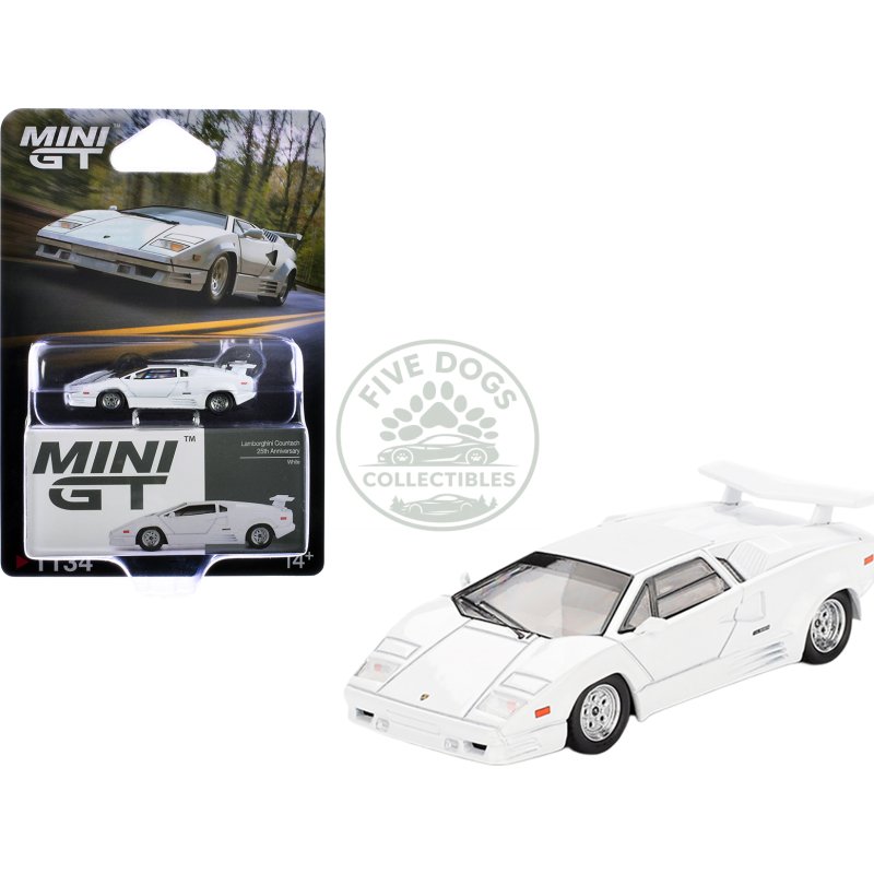 lamborghini countach "25th anniversary" white limited edition 1/64 diecast model car by mini gt