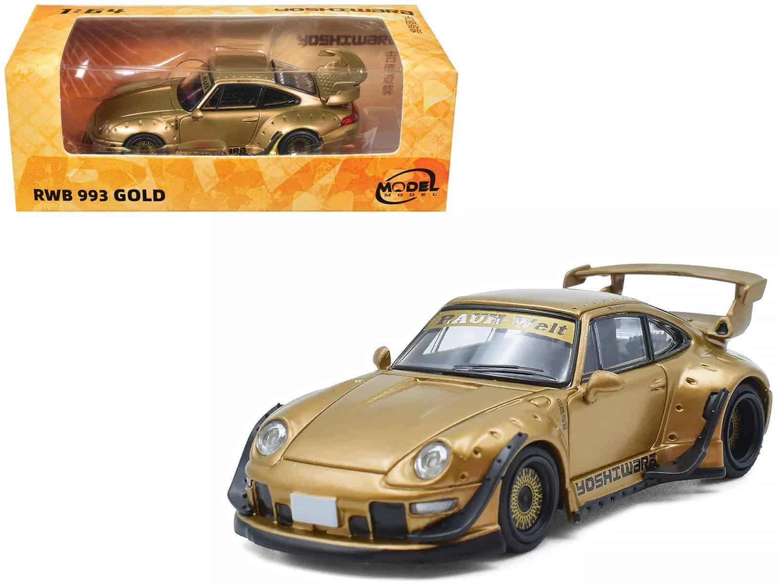 RWB 993 Gold Diecast Model Car RWB 993 Gold diecast model car, detailed collectible Porsche 911 with gold finish, perfect for car e.