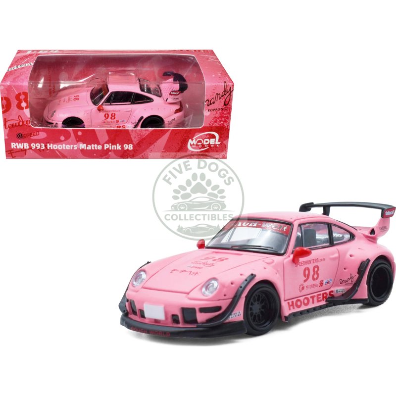 rwb 993 #98 "hooters" matt pink 1/64 diecast model car by model model