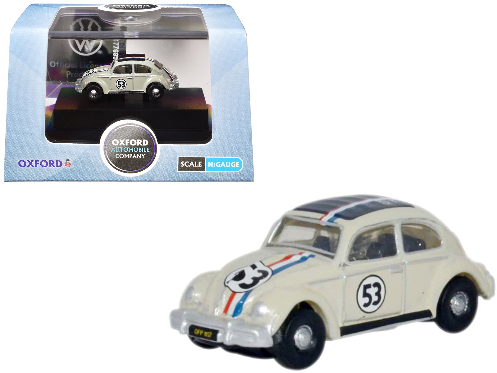 volkswagen beetle #53 beige with stripes and black top 1/148 (n) scale diecast model car by oxford diecast volkswagen beetle #53 beige with stripes and black top 1/148 (n) scale diecast model car by oxford diecast