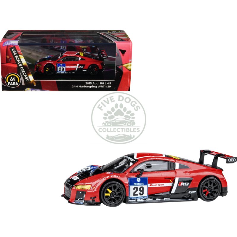audi r8 lms #29 nicki thiim christer jons pierre kaffer "audi sport team wrt" "24 hours of nurburgring" (2015) 1/64 diecast model car by paragon