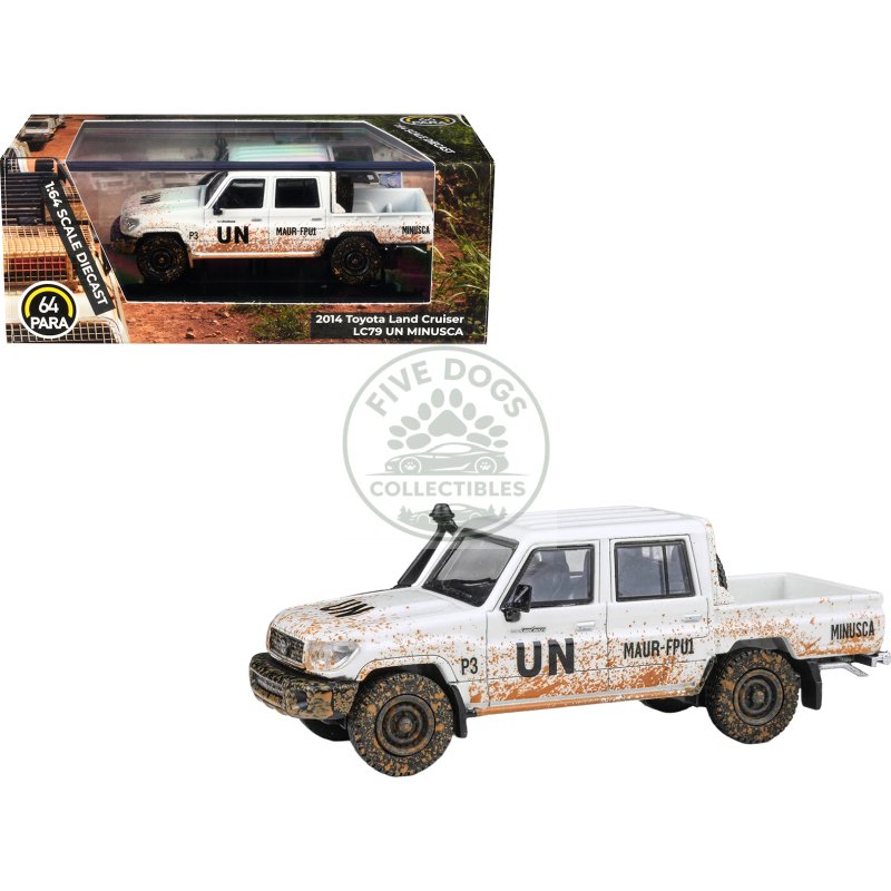 2014 toyota land cruiser lc 79 pickup truck "un minusca" white (dirty version) 1/64 diecast model car by paragon