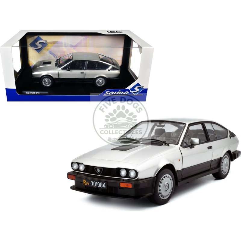1984 alfa romeo gtv6 silver metallic 1/18 diecast model car by solido