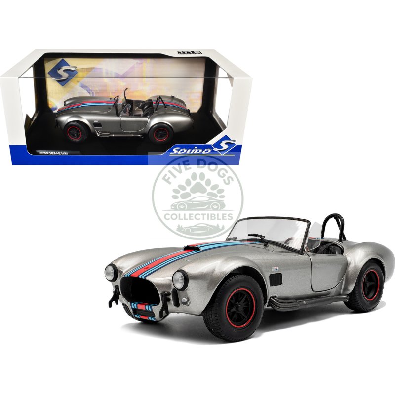 1965 shelby cobra 427 mkii "solido works m racing tribute" gray metallic with stripes 1/18 diecast model car by solido