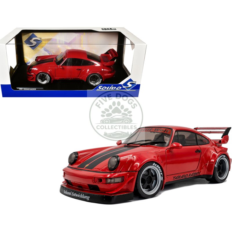 2024 rwb bodykit "taikano kaishin" red with black stripes 1/18 diecast model car by solido