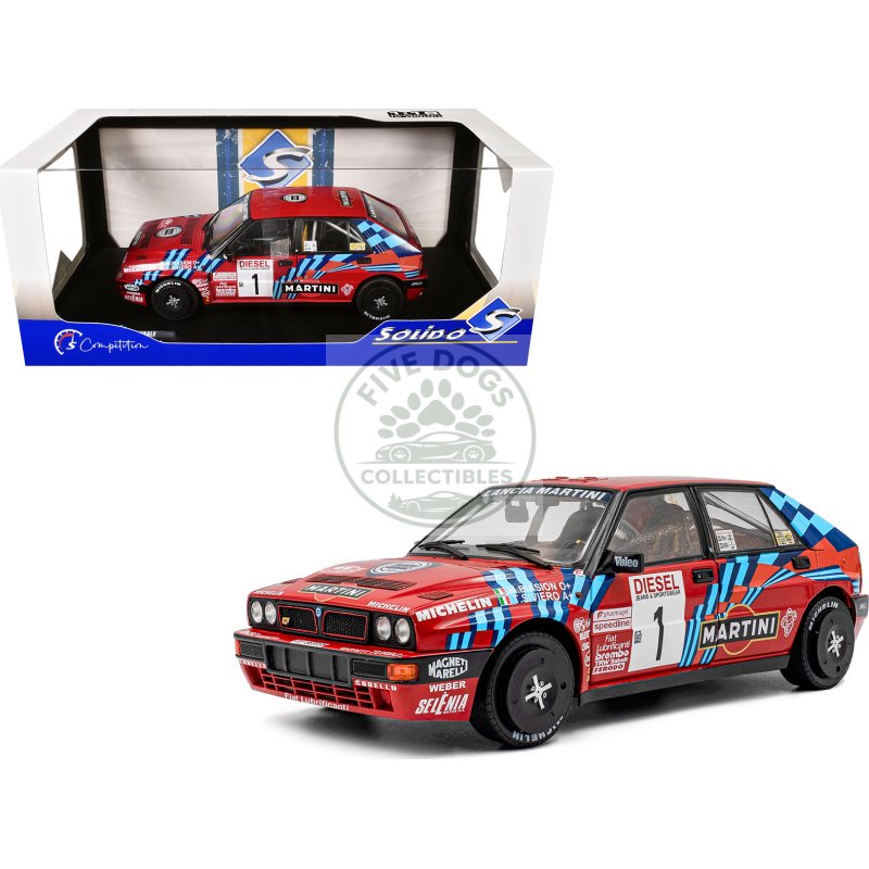 lancia delta hf integrale #1 miki biasion tiziano siviero winner "rally sanremo" (1989) "competition" series 1/18 diecast model car by solido