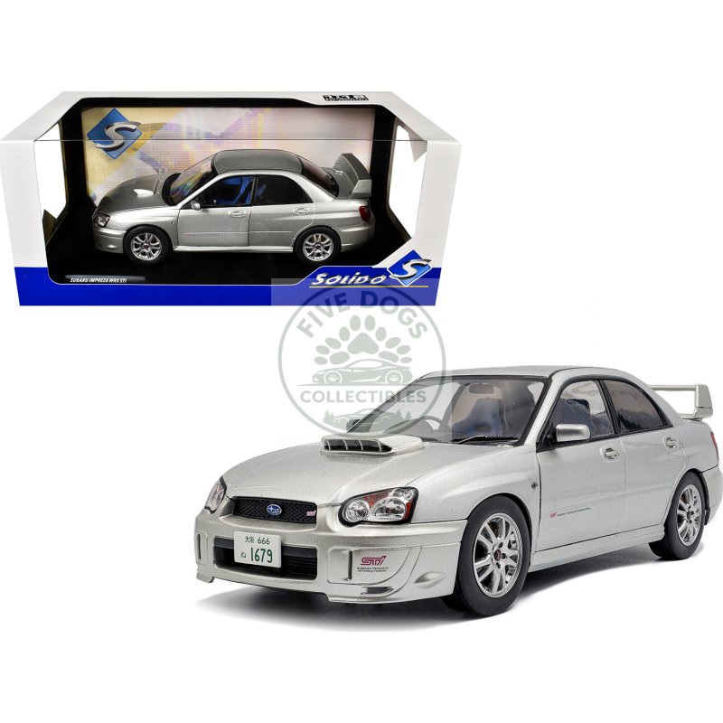 2004 subaru impreza wrx sti rhd (right hand drive) premium silver effect 1/18 diecast model car by solido