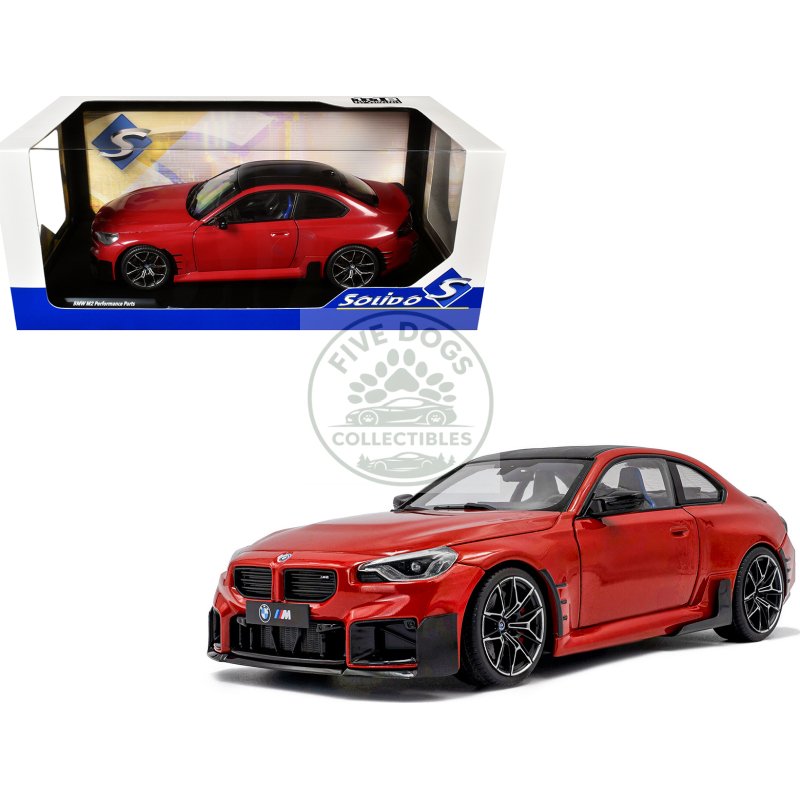 2024 bmw m2 performance parts toronto red metallic with carbon top 1/18 diecast model car by solido