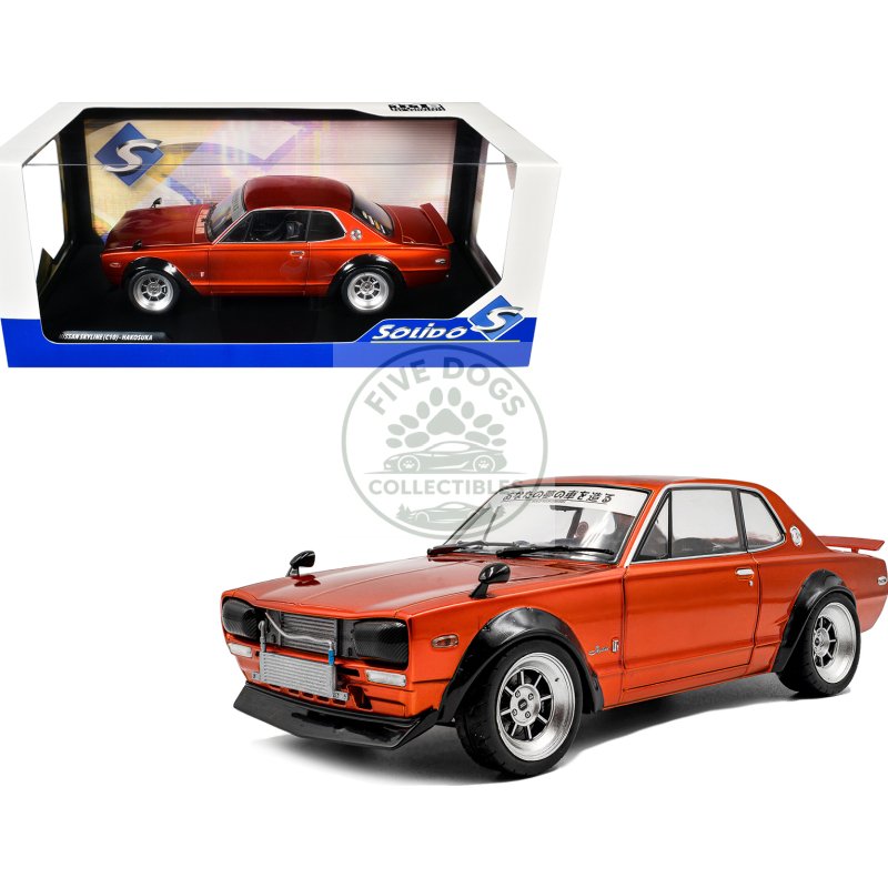 1970 nissan skyline (c10) hakosuka rhd (right hand drive) orange metallic 1/18 diecast model car by solido