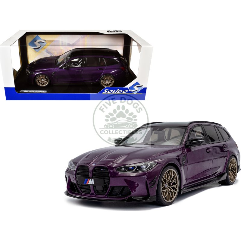 2024 bmw m3 competition m xdrive touring twilight purple pearl metallic with black top 1/18 diecast model car by solido