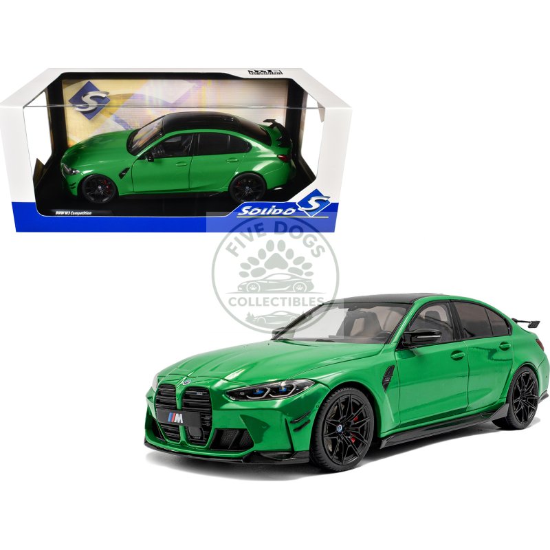 2024 bmw m3 competition signal green with carbon top 1/18 diecast model car by solido