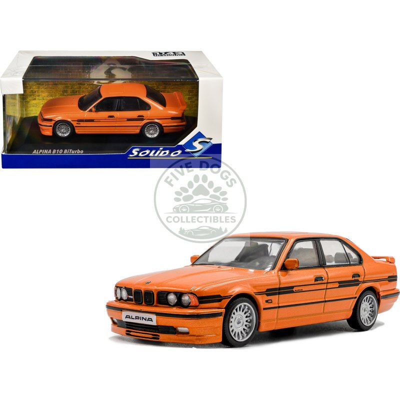 1994 bmw e34 alpina b10 biturbo orange metallic with black stripes 1/43 diecast model car by solido
