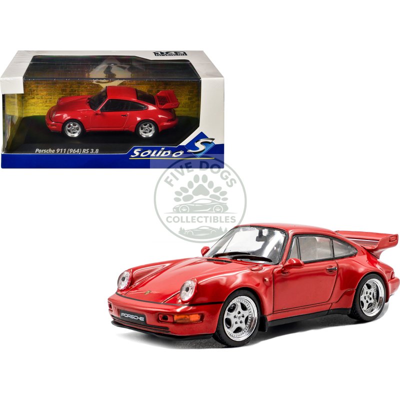 1994 porsche 911 (964) rs 3.8 guards red 1/43 diecast model car by solido