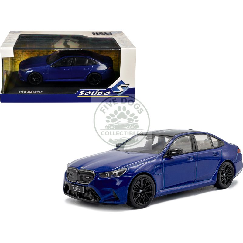 2024 bmw m5 sedan marina bay blue metallic with black top 1/43 diecast model car by solido