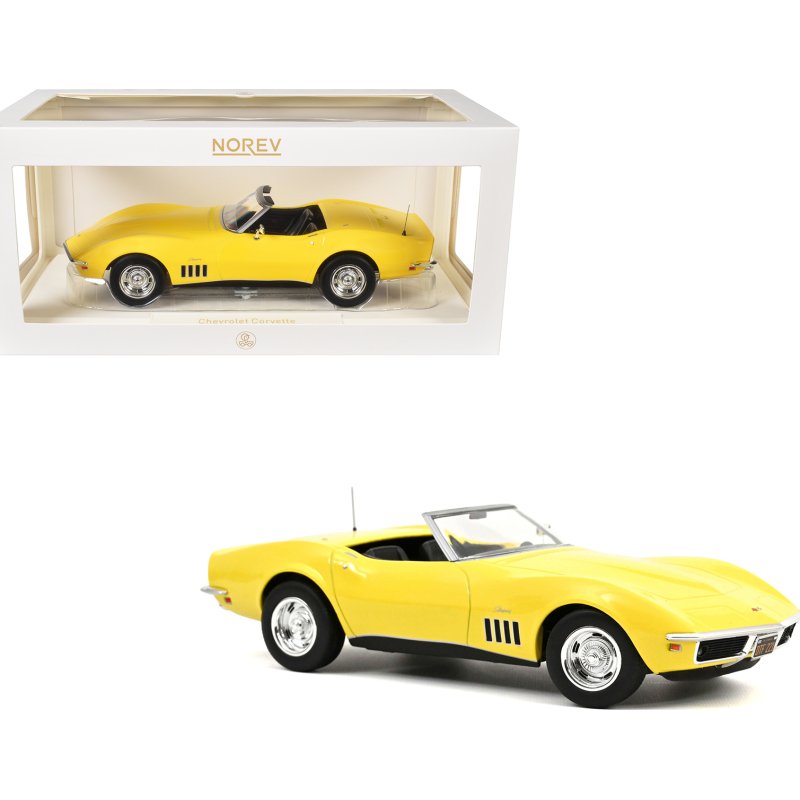 1969 chevrolet corvette cabriolet daytona yellow 1/18 diecast model car by norev