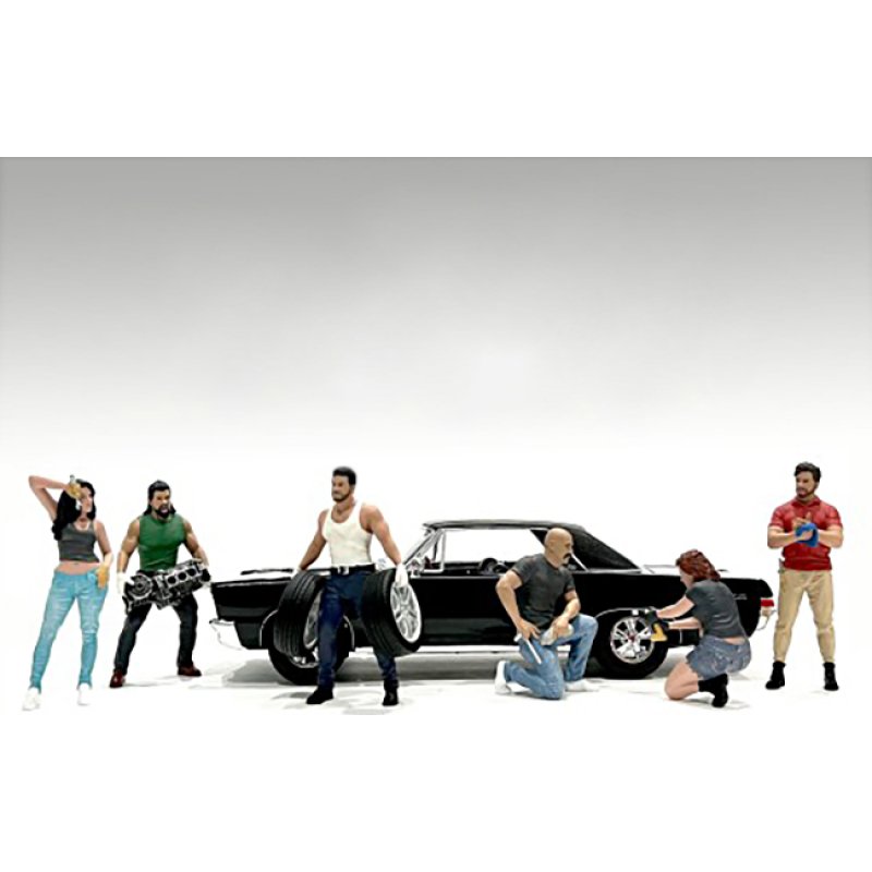 "muscle mechanics" 6 piece figure set for 1/18 scale models by american diorama