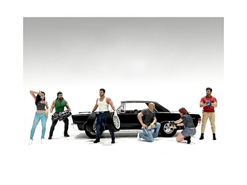 "muscle mechanics" 6 piece figure set for 1/18 scale models by american diorama "muscle mechanics" 6 piece figure set for 1/18 scale models by american diorama