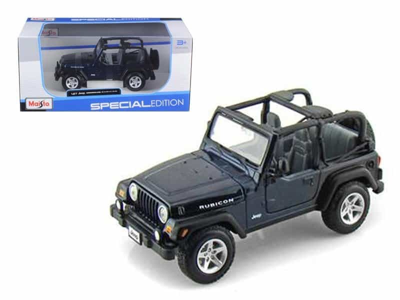 jeep wrangler rubicon dark blue 1/27 diecast model car by maisto jeep wrangler rubicon dark blue 1/27 diecast model car by maisto
