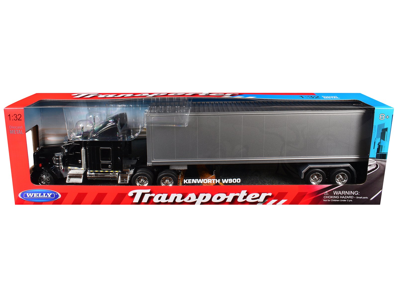 kenworth w900 truck black with gray container 1/32 diecast model by welly kenworth w900 truck black with gray container 1/32 diecast model by welly