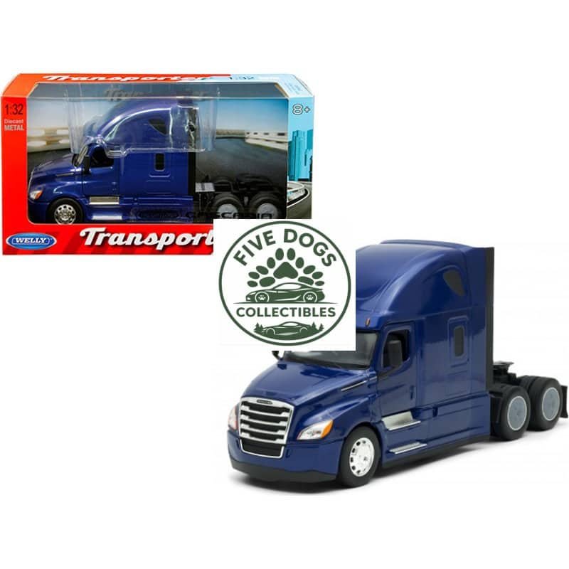 Blue die-cast transporter toy truck for collectors and children, featuring realistic design and dura.