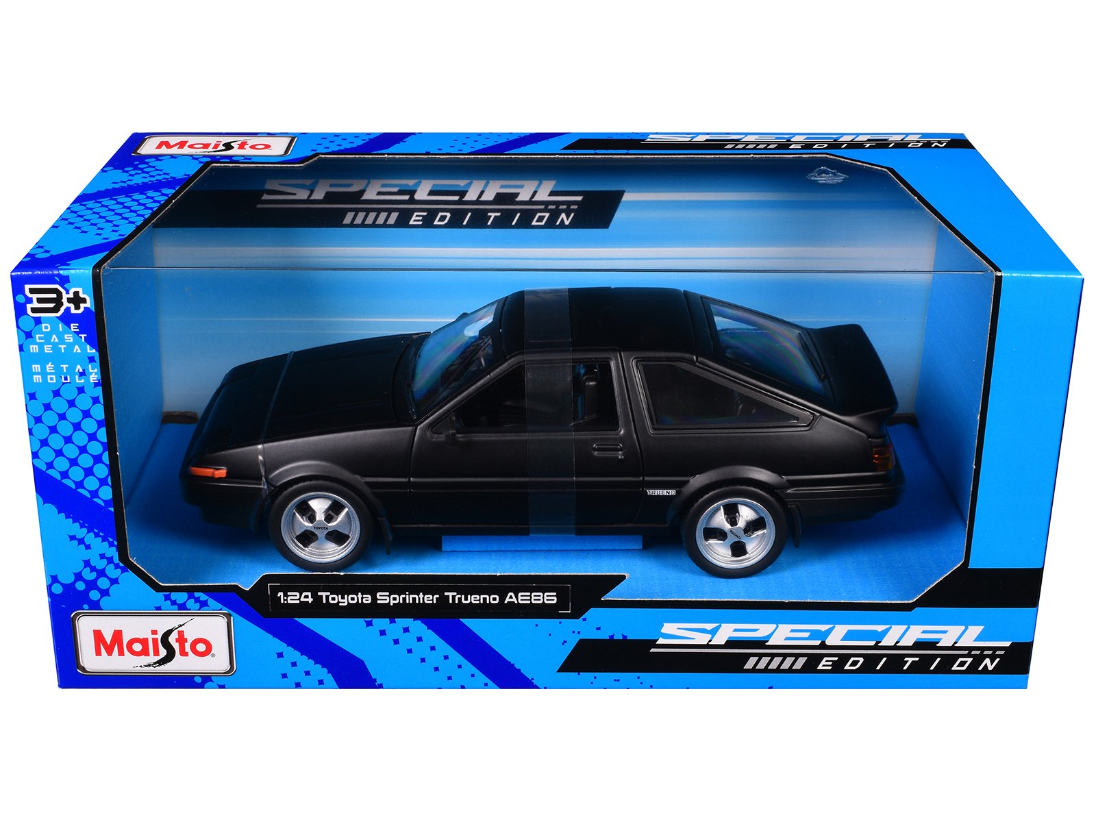 toyota sprinter trueno ae86 rhd (right hand drive) matt black "special edition" series 1/24 diecast model car by maisto toyota sprinter trueno ae86 rhd (right hand drive) matt black "special edition" series 1/24 diecast model car by maisto