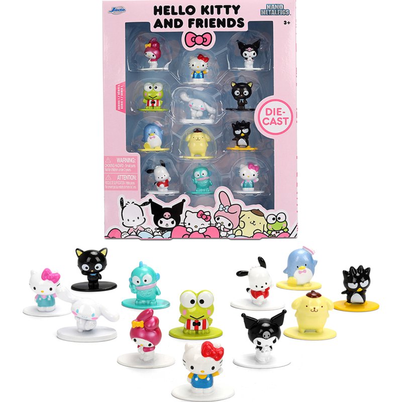 set of 12 diecast figures "hello kitty and friends" franchise "nano metalfigs" series diecast models by jada