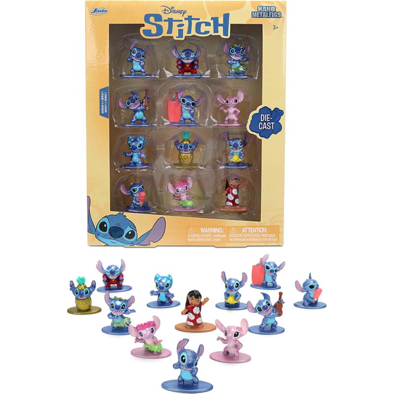set of 12 diecast figures "disney's stitch" franchise "nano metalfigs" series diecast models by jada