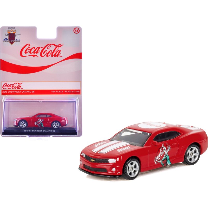 2013 chevrolet camaro ss "coca cola" red with white stripes 1/64 diecast model by motorcity classics